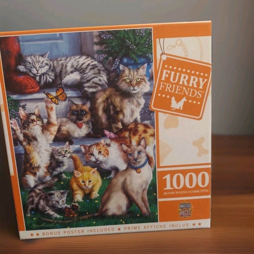 Masterpieces 1000 Pc Jigsaw Puzzle Furry Friends BUTTERFLY CHASERS # 71909